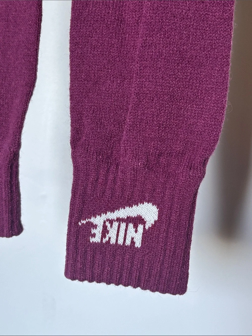 Rare Vintage Nike Block Logo Chunky Ribbed Knit Leg Warmers in Plum